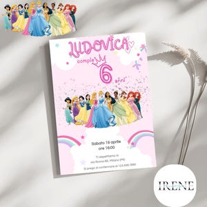 Invito Compleanno Digitale - Principesse - Stampabile - Personalizzato -