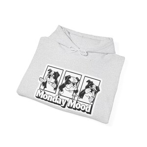 Monday Mood Hoodie, Corporate Hoodie, Bulldog, Unisex Heavy Blend Sweatshirt, Cozy Casual Wear, Gift for Dog Lovers, Everyday Comfort