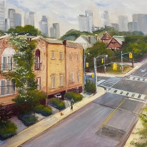 City of Toronto ,Scenic Toronto Skyline Painting, Colorful Toronto Canvas , Impressive Toronto Painting , Canada original art oil
