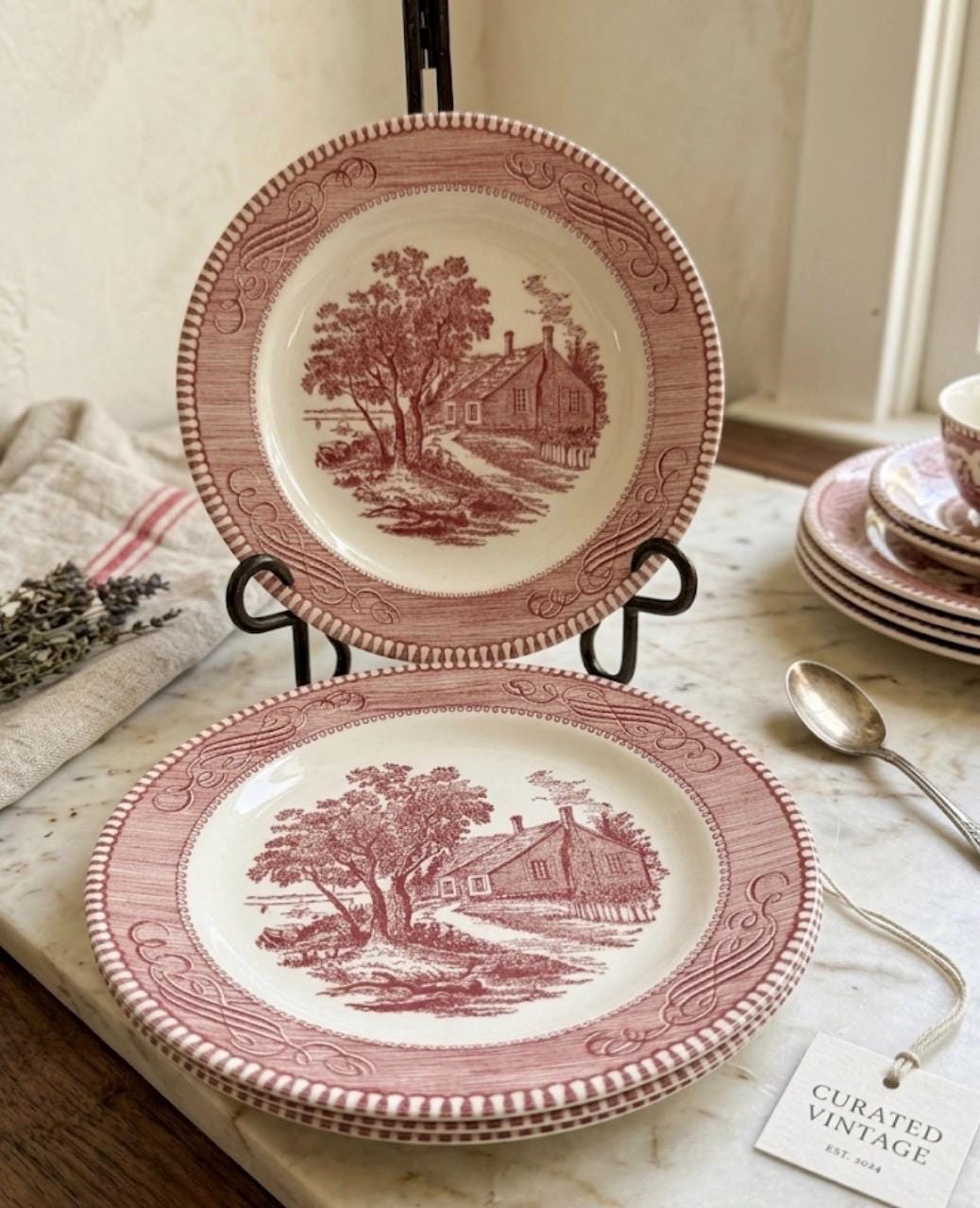 Antique Red Plates - Etsy