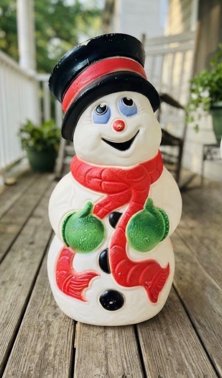 Vintage Lighted Plastic Snowman - Etsy