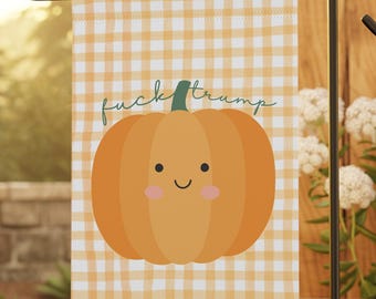 Bandera de calabaza otoñal para jardín, decoración liberal de otoño, pancarta anti MAGA para exteriores, decoración anti Trump de otoño, letrero de jardín de Acción de Gracias