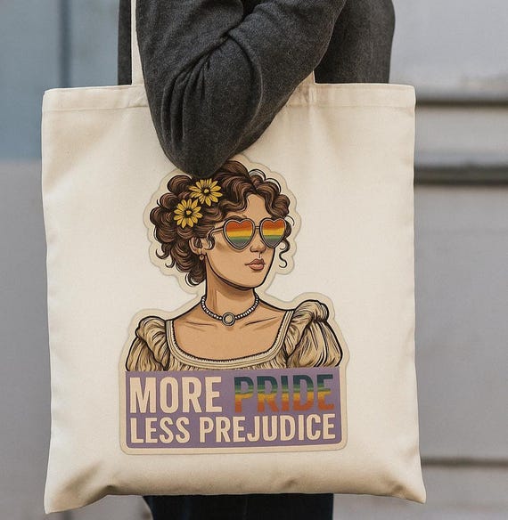 More Pride Less Prejudice Tote Bag Cute Bag for Books, Library