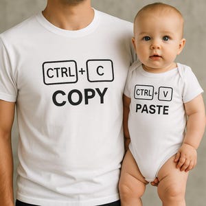 CTRL + C Shirt – Funny Dad Shirt | Matching Dad and Baby Tee | Father’s Day Gift for New Dads | Copy & Paste Shirt Set | Funny Shirt for Dad