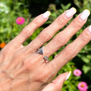 Sterling Silver Sagittarius Arrow Ring: Adjustable Zodiac Jewelry