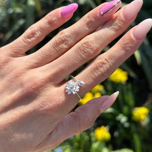 Sterling Silver Lotus Ring - Dainty Flower Purity Ring - Thumb Meditation Ring - Mother Daughter Ring - Silver Lotus Jewelry Gift For Her