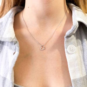 Dainty Sterling Silver Heart Necklace: Sparkling Crystal Pendant