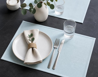 Light Blue Placemats: Minimalist Baby Blue Table Mats for Modern Dining