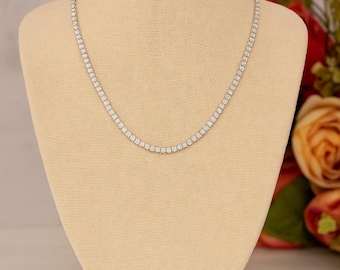 Collier tennis en argent sterling, tour de cou délicat en cz, chaîne réglable