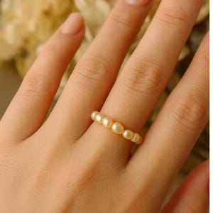 Dainty Pearl Ring: 925 Sterling Silver, Minimalist Stacking Band