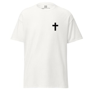 ミニマルなクリスチャンクロスのユニセックスTシャツ - 複数の色 - ブラックデザイン