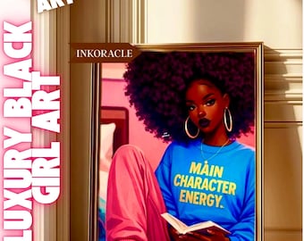 Arte mural de chica negra: Ilustración de moda moderna para decoración (archivo digital disponible)