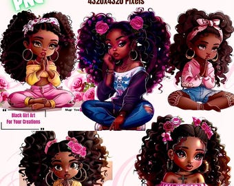 Pegatinas chibi de chica negra rezando, clipart afrocéntrico (PNG, GoodNotes)