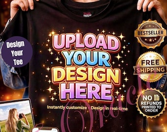 Camiseta personalizada con foto de alta resolución: sube tu propia imagen o texto, camiseta personalizada, diseña tu propia camiseta, regalo personalizado impreso bajo demanda.