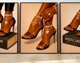 Conjunto de imágenes de pies de mujer negra, belleza de la melanina, decoración afrocéntrica (descarga digital)