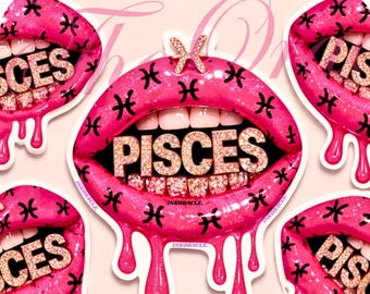 Pegatina física Black Girl Kiss Cut / Pegatina para portátil Piscis / Pegatina de vinilo Afro Woman / Pegatina para agenda / Calcomanía estética impermeable