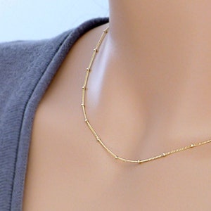 Satellite Necklace, Gold filled or Sterling silver dainty chain necklace, Jewelry gift for her