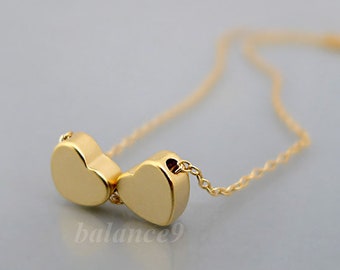 Small Heart Necklace, Gold / Silver dainty 2 3 4 5 hearts necklace, Jewelry gift for her, by balance9