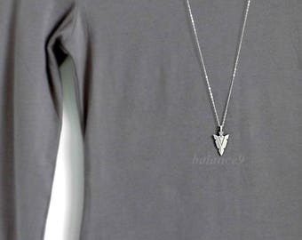 Silver Arrowhead Necklace jewelry gift, Antique silver arrow head charm pendant long layering necklace,
