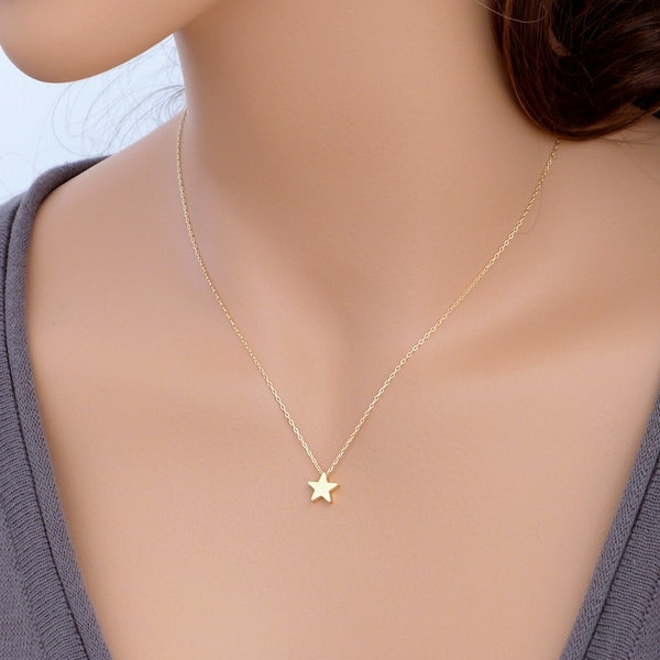 Gold Star Necklace, dainty star necklace, small charm pendant, gold filled chain, everyday jewelry, holidays gift