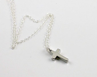 Small Cross Necklace, Silver women cross necklace, Everyday jewelry, Holidays gift, by balance9