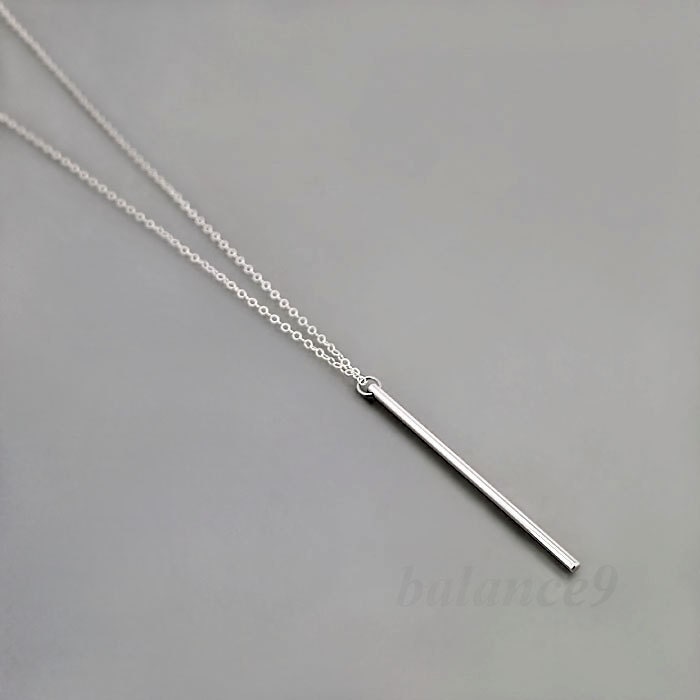 Bar Pendant Necklace, Bar Drop Necklace, Long Silver Stick