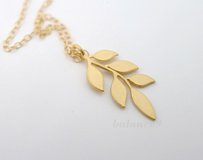 Gold leaf necklace Dainty leaf necklace small leaf branch Etsy
