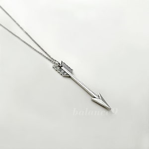 Arrow Pendant Necklace, Long women arrow necklace, Silver archer necklace boho jewelry gift, balance9 image 2