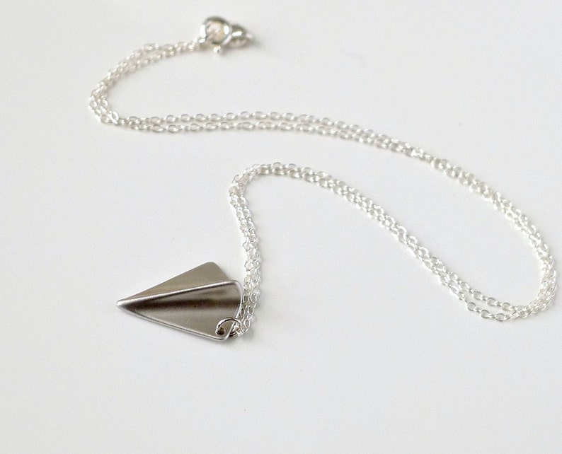 Paper Plane Necklace Airplane Necklace Silver Origami Air Etsy
