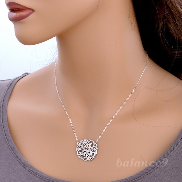 Filigrane Halskette, Silberkette mit Anhänger, Schmuck Geschenk für Sie, Charm Anhänger