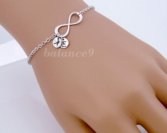 Pulseira personalizada do infinito, Pulseira inicial, Presente para melhor amiga, Amor eterno, Joias para madrinhas de casamento