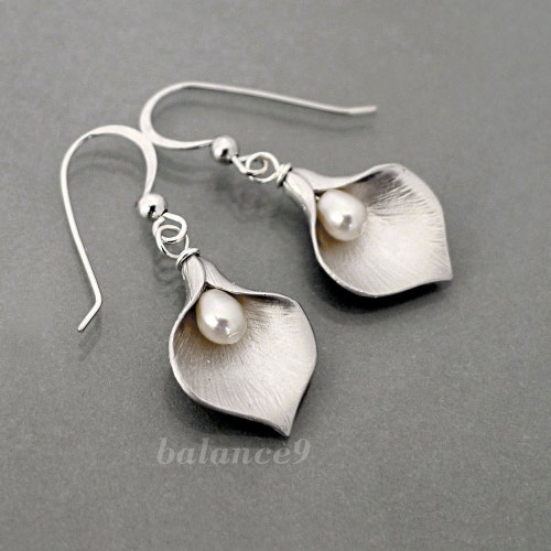 Calla Lily Earrings Flower Earrings Jewelry Gift Sterling - Etsy