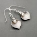 Calla Lily Earrings, Flower earrings jewelry gift, Sterling silver ear wire, pearl drop dangle, by balance9 