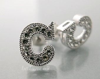 Silver Letter Earrings, Personalized initial post earrings, Jewelry gift for her, by balance9