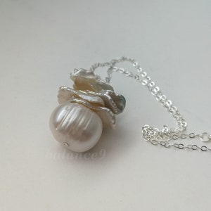 Pearl Necklace Keishi Pearl & Baroque Pearl Pendant Necklace - Etsy