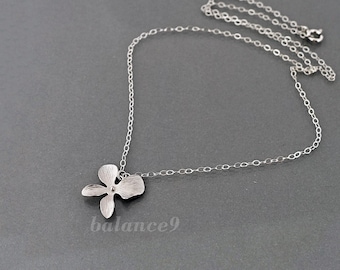 Orchid Flower Necklace, Silver or Gold dainty floral pendant, Jewelry gift