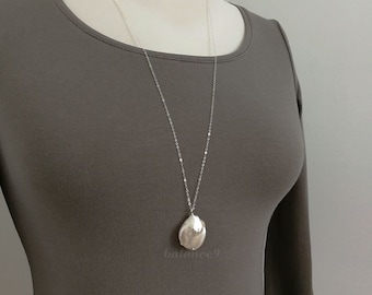 Large Pearl Necklace, Single statement pearl pendant necklace, Jewelry gift for her, by balance9