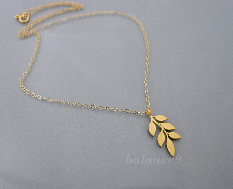 Gold leaf necklace Dainty leaf necklace small leaf branch Etsy