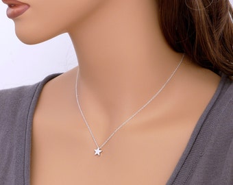 Silver Star Necklace, Minimalist small star charm necklace, Silver/ Gold, Jewelry gift