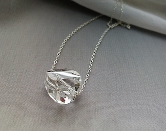 Rock Crystal Necklace, Natural ice clear crystal quartz, Top quality gem stone, Jewelry gift