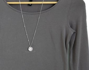 Wax seal necklace, Initial disc antique silver pendant, jewelry gift for her