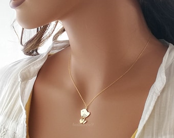 Gold Bird Necklace, Mother & 1 2 3 kids, Family bird jewelry gift for Mama