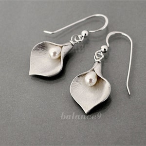 Calla Lily Earrings, Flower Earrings Jewelry Gift, Sterling Silver Ear ...
