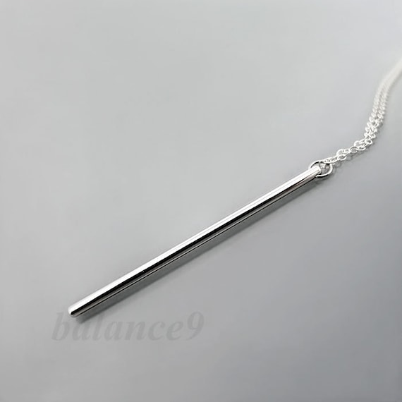 Bar Pendant Necklace, Bar Drop Necklace, Long Silver Stick