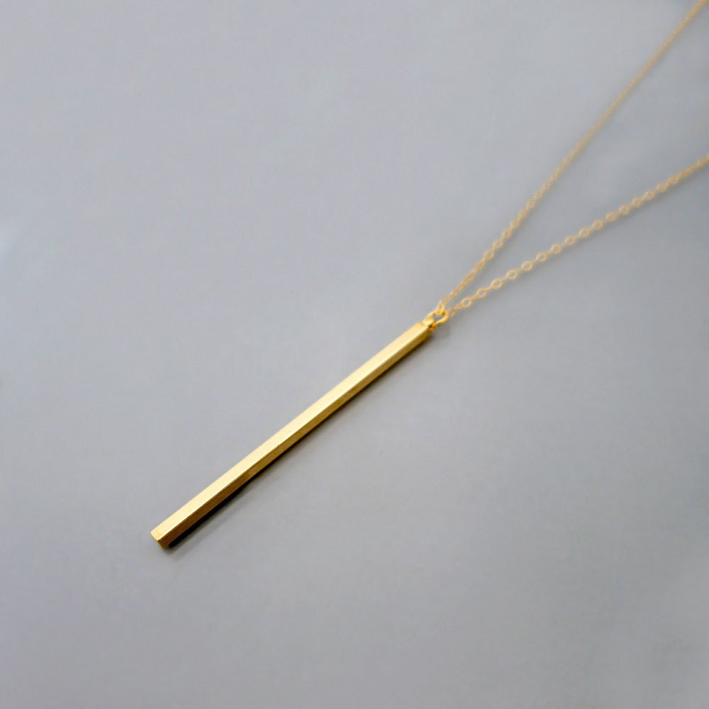 Bar Pendant Necklace Long Silver / Gold 