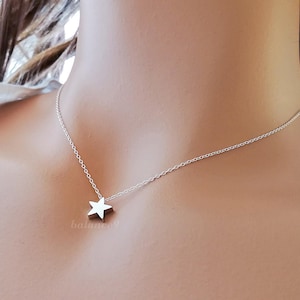 Silver Star Necklace, Minimalist small star charm necklace, Jewelry gift for her