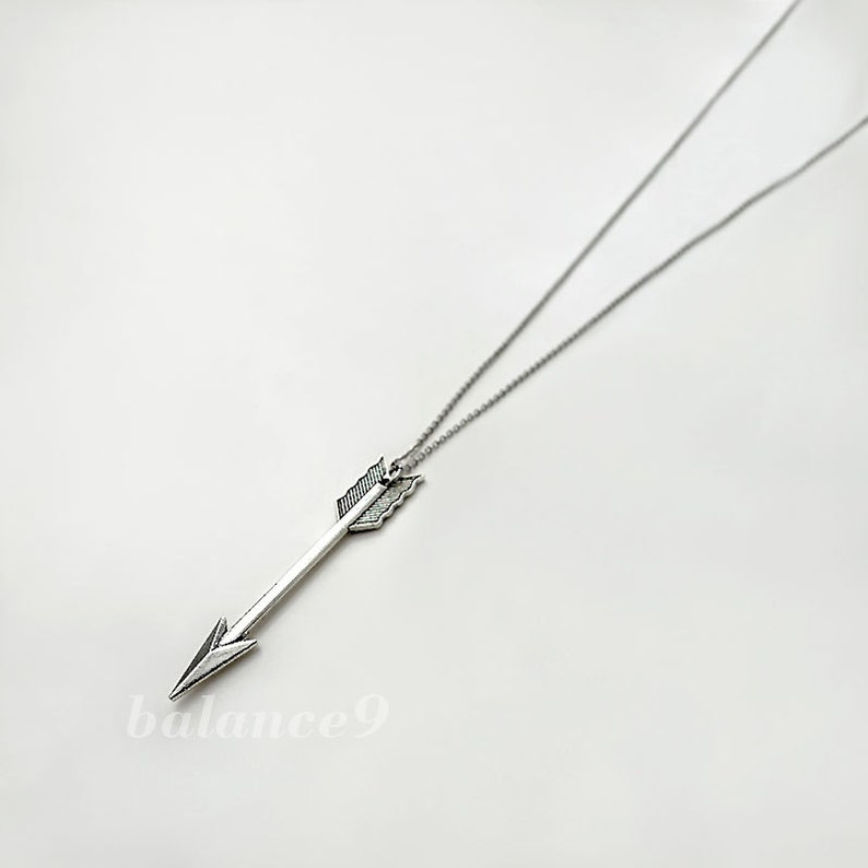 Arrow Pendant Necklace, Long women arrow necklace, Silver archer necklace boho jewelry gift, balance9 image 3