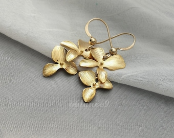 Orchid Flower Earrings in Gold or Silver, Jewelry gift
