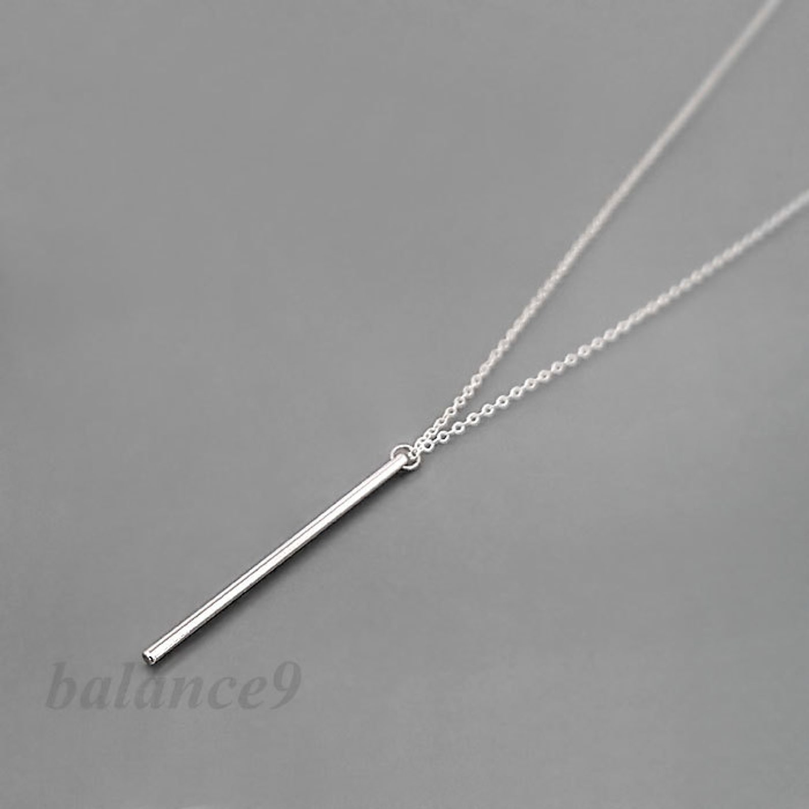 Bar Pendant Necklace Bar Drop Necklace Long Silver Stick Etsy