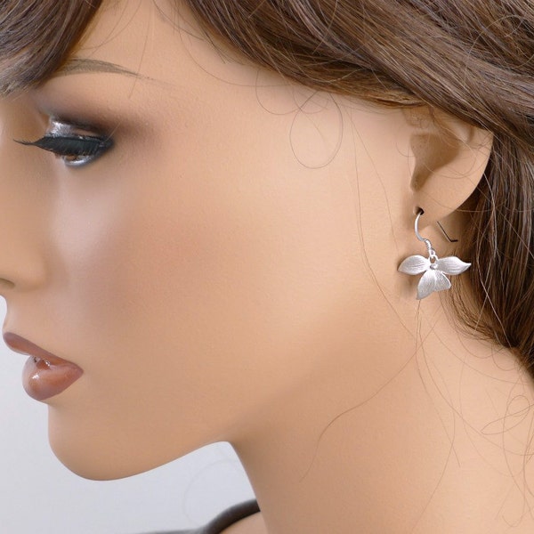 Orchid Earrings, Dainty flower earrings, Wild orchid flower, Jewelry gift for her
